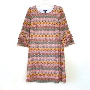 Tacera Knit Chevron Bell Sleeve Dress